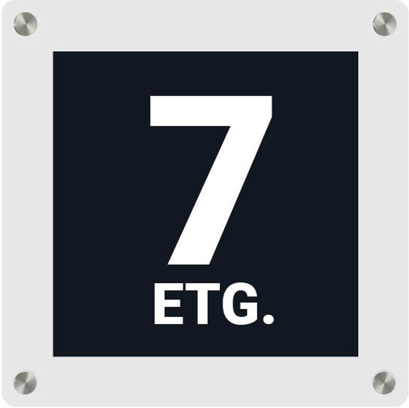 Taktile etasjeskilt i akrylglass m/avstandsstykker, velg etasje